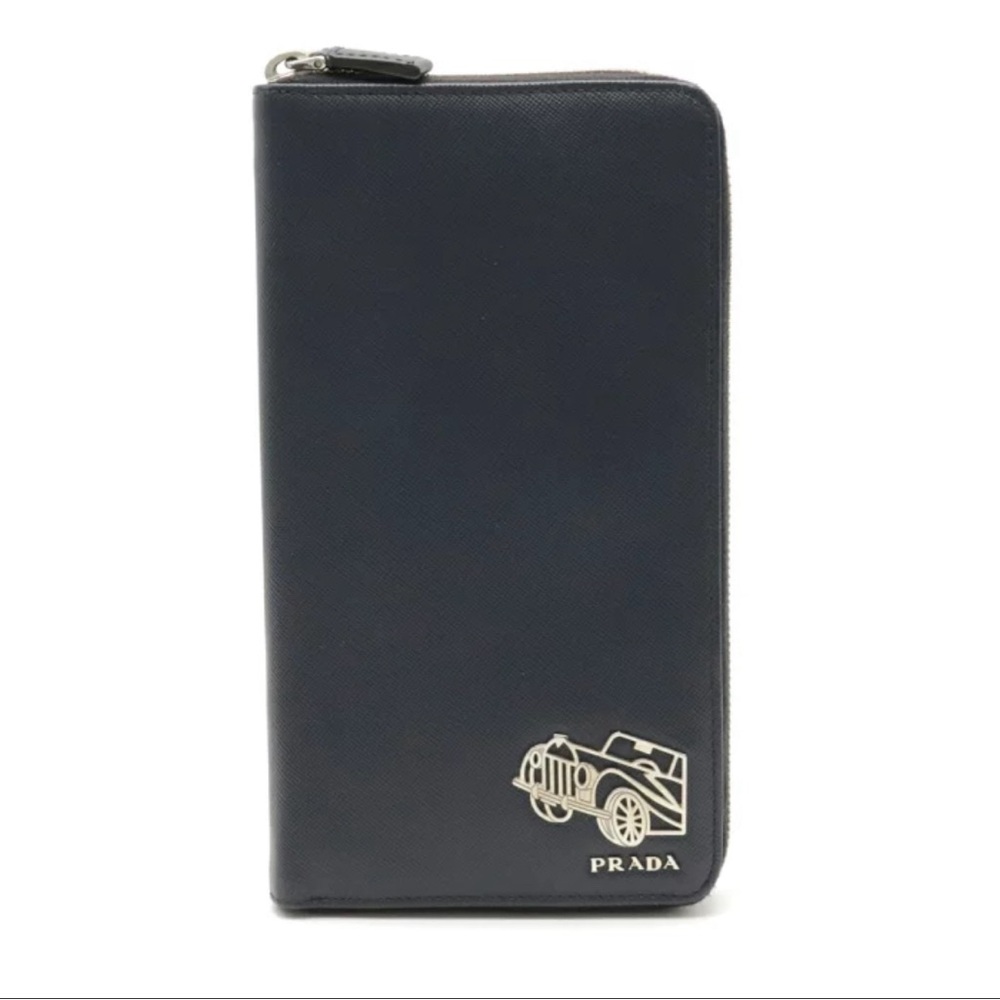 Authentic Prada Saffiano Leather Navy Blue Organizer Wallet - Picture 1 of 13